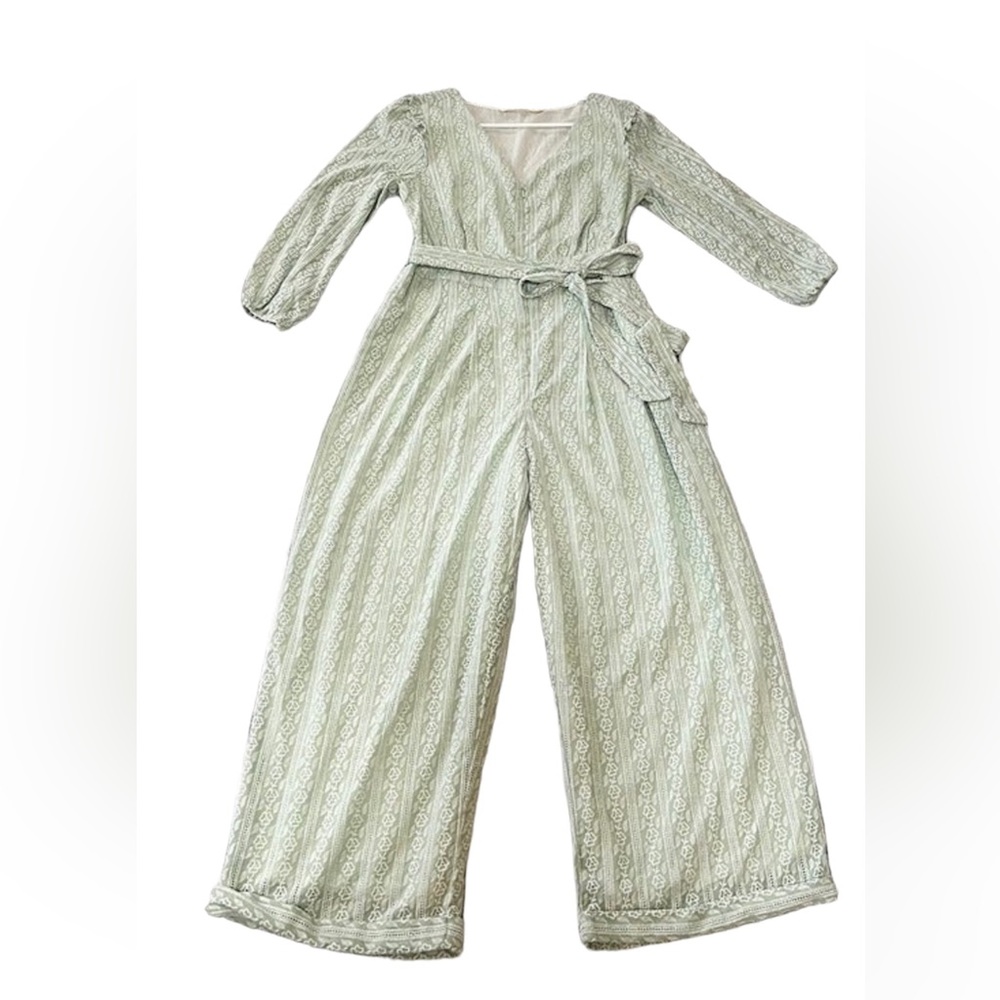 Light Green Romper, Jumpsuit, Jumper With White Floral